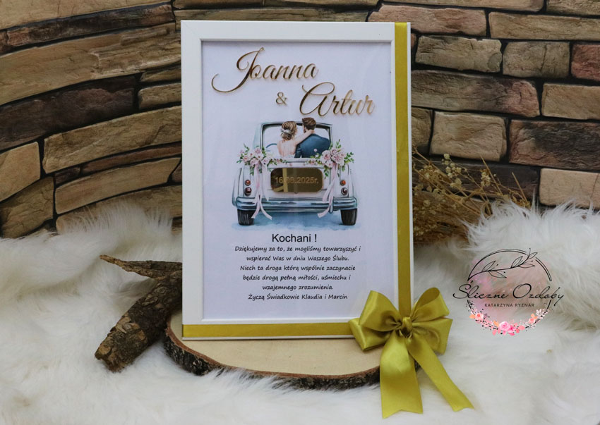 Prezent Upominek Personalizowana Ramka Pamiątka Ślubna dla Młodej Pary