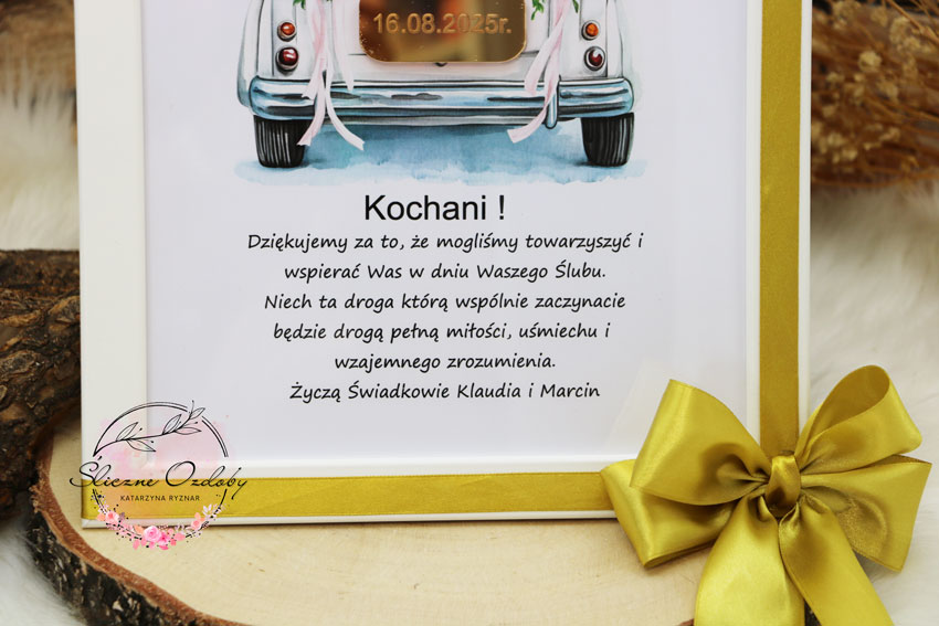 Prezent Upominek Personalizowana Ramka Pamiątka Ślubna dla Młodej Pary - obrazek 3