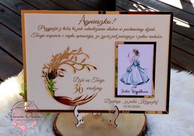 Ramka Urodzinowa z Grawerem i miejscem na zdjęcie - Oryginalny prezent, pamiątka, upominek dla kobiety - obrazek 2