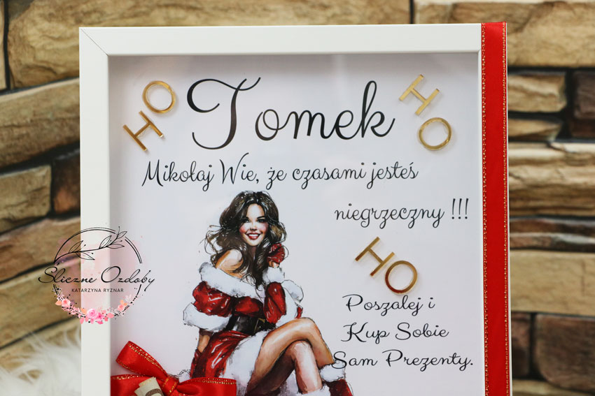 Mikołajkowy Bon Upominkowy na Pieniądze dla Mężczyzny Oryginalna Ramka Śmieszny Prezent - obrazek 3