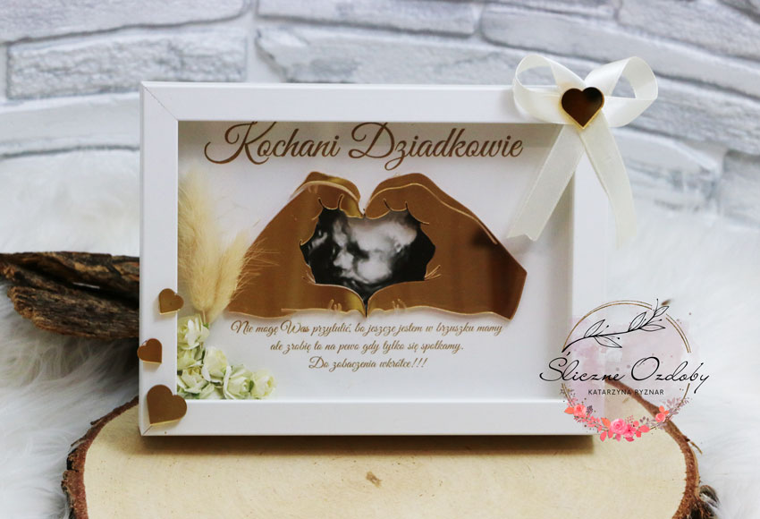 Zostaniecie Dziadkami Zawiadomienie Ramka Na Zdjęcie USG dla Babci i Dziadka Rodziców