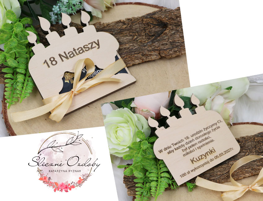 Etui na bon prezentowy / banknoty – Tort Urodzinowy